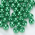 Perline imitazione perle ABS verde smeraldo, perle di plastica forate per gioielli fai da te - 12# Verde Scuro