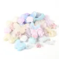 Mixed resin bow and flower charms for DIY phone case and hair clip accessories craft supply. - 50g Pack / AB Pearlescent 8-Color Mixed