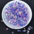 Paillettes olografiche per nail art, forme di stella, luna e cuore per slime e decoro. - Cristalli misti con viola