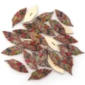 Colorful wooden leaf buttons for DIY crafts, sewing clothes, and children garment decoration. - Leaf Shape / 15x42mm / Multicolor