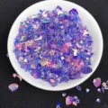 Paillette per unghie olografiche miste con forme di stelle e cuori per manicure creative. - Lucentezza dorata viola