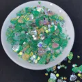 Paillette per nail art miste e decorativi riempitivi glitter slime con conchiglie verdi. - Cristalli misti con verde