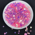 Mixed holographic nail art sequins heart star shell glitter for slime DIY and case decor - Golden Luster Pink