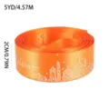 Orange ribbon roll with Eid Mubarak mosque pattern 2cm wide 5 yards for gift wrapping. - Orange