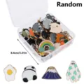 Cute cartoon enamel pin set in storage box, Japanese style trendy metal brooches assorted. - Mixed Brooches / 50 Pieces/Pack / Multicolor