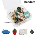 Cute cartoon enamel pins set with transparent storage box, fashionable badge accessories. - Mixed Brooches / 30 Pieces/Pack / Multicolor