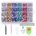 24 Fächer Harz Strasssteine Flachrückseite Jelly Diamanten Set mit DIY Zubehör Nail Art - 24-Gitter Harz-Strasssteine Set - Modell A