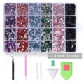 24-Faecher Harz Strasssteine DIY Nagelkunst Set mit 16500 Stueck 2-5mm Steinen und Werkzeug. - 24-Gitter Harz-Strasssteine Set - Modell B