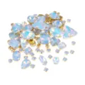 Assorted shape sew-on rhinestones with gold claw settings for DIY garment crafts accessories. - Light Blue Opal Mocha Mixed Size Sew-on Rhinestones, 130 Pcs