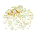 Colorful sewing claw rhinestones set, mixed shapes with gold metal base for DIY apparel and crafts. - Light Yellow Opal Mocha Mixed Size Sew-on Rhinestones, 130 Pcs