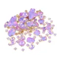 Mixed Shape Pink Purple Sew-on Crystal Rhinestones with Gold Claw Set for DIY Crafts - Light Purple Opal Mocha Mixed Sizes Sew-on Rhinestones (130 Pcs)