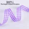 Purple gingham ribbon 1cm wide and 40m long, perfect for DIY gift wrapping and decorations. - 50 Yards / Pack / Purple