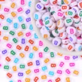 Colorful round letter B acrylic beads for DIY handmade bracelets necklaces and craft jewelry parts. - Letter B