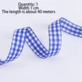 Blue and white checkered ribbon for gift wrapping, crafts, and DIY decoration, 1cm wide. - 50 Yards / Pack / Blue