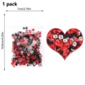 Valentine polymer clay slices set, cute heart envelope DIY nail art accessories 1 pack - Valentine's Day Mixed White Red and Black Polymer Clay Slices