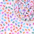 Colorful white round letter beads DIY handmade bracelet necklace jewelry making accessories - Letter E