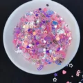 Palettes nail art cuore stella luna colorate per riempimento slime e decoro telefono. - Cristalli misti con rosa