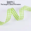 Green plaid ribbon for gift wrapping, 1cm width and 40 meters length for DIY crafts decor. - 50 Yards / Pack / Green