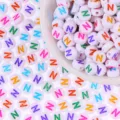 Colorful letter N acrylic beads for DIY handmade bracelets and necklaces crafting accessories. - Letter N