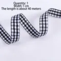 Black and white gingham ribbon, 1cm width 40m long, perfect for DIY gift wrapping and crafts. - 50 Yards / Pack / Black