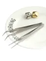 Stainless steel precision tweezers curved straight for DIY jewelry and makeup tools. - Straight and Curved Set / Silver Tone