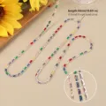 Collana di catena in zirconia cubica baguette colorata, lunghezza 50cm, elegante gioiello. - Catena in zirconia rettangolare verticale (Semilavorato - Senza chiusura) / 2.5*5mm (50cm) / Multicolore