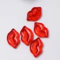 Red lip shaped DIY plastic beads charms for jewelry making, glossy resin craft accessories. - Lips (No Hole) / 10 Pieces/Pack / Red