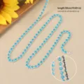 Collana in argento con zircone cubico blu quadrato, lunghezza 50cm, stile elegante. - Catena in zirconia quadrata diagonale (Semilavorato - Senza chiusura) / 4*4mm (50cm) / Blu Mare