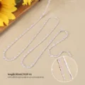 Elegante collana con catena in zircone rettangolare da donna, gioiello di moda brillante. - Catena in zirconia rettangolare verticale (Semilavorato - Senza chiusura) / 2.5+2.5*5mm (50cm) / Bianco Argento