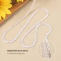 Collana con catena in zircone cubico rettangolare da donna elegante placcata argento 50cm - Catena in zirconia rettangolare orizzontale (Semilavorato - Senza chiusura) / 2*4mm (50cm) / Bianco Argento