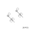 Stainless steel ball stud earrings DIY jewelry findings with loop and butterfly backs - Ball Stud with Loop Earrings / 20 Pairs 4mm / Steel