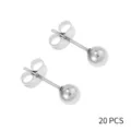 Stainless steel ball stud earrings with secure butterfly backs, classic minimalist everyday wear. - Beaded Studs / 20 Pairs 5mm / Steel