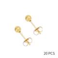 Gold ball stud earrings with butterfly backs, stainless steel DIY jewelry accessories, 20 pcs - Beaded Studs / 20 Pairs 3mm / Gold