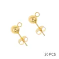 Stainless steel gold ball ear studs with loop DIY jewelry making accessories 20 pieces - Ball Stud with Loop Earrings / 20 Pairs 3mm / Gold