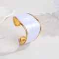 Stainless steel 18k gold geometric C-shaped open cuff bracelet stylish luxury wrist jewelry - White