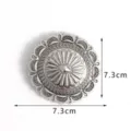 Bohemian metal belt buckle carved concho vintage accessory 7.3cm decorative plate - White Silver Color