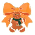 Kerst peperkoek man broche detail, schattige oranje strik en groene sjaal pin. - C3398-5 (Peperkoekman)