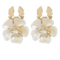 Elegant white flower pearl rhinestone cufflinks for men women shirt suits decorative buttons. - Flower Cufflinks (B1655-3)