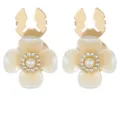 Elegant floral pearl rhinestone cufflinks for men women suit shirt dress buttons 2pcs - Four Petal Flower Cufflinks (B1655-2)