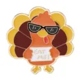 Leuke kalkoen emaille speld voor Thanksgiving met coole zonnebril en bordje voor rugzak - Kalkoen met Zonnebril