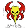 Broche Émaillée Tête de Mort Punk Jaune Rouge Alliage Badge Style Halloween Accessoire - C3277-3