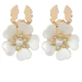 Pearl rhinestone flower cufflinks, elegant gold metal shirt button accessory for men women. - Five Petal Flower Cufflinks (B1655-4)
