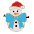 Kerst cartoon sneeuwpop broche schattige rode hoed blauwe strik metaal emaille reversspeld - C3398-7 (Kerst Sneeuwpop)