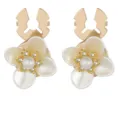 Pearl rhinestone flower cufflink shirt button elegant gold base fashion daily accessory - Gardenia Cufflinks (B1655-7)