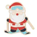 Joli pin's en émail du Père Noël ski vacances badge en métal pour vêtements cadeau festif - C3317-2 Père Noël Ski