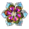 Bouton de manchette fleur en cristal, accessoire strass iridescent coloré, épingle élégante. - Violet & Vert Rêveur