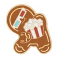 Joli pin's en émail bonhomme de pain d'épices avec lunettes 3D et seau de pop-corn. - C3317-5 Bonhomme en Pain d'Épices