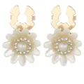 Pearl rhinestone flower cufflinks, elegant white floral shirt button covers for women. - Pearl Rhinestone Gardenia Cufflinks (B1656-2)