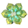 Luxueux boutons de manchette fleur de cristal mode haut de gamme broche vert strass - Dégradé Vert Jaune