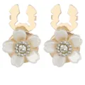 Gold crystal flower shirt buttons, elegant pearl petal rhinestone suit cufflinks. - Pearl Petal Cufflinks (B1656-3)